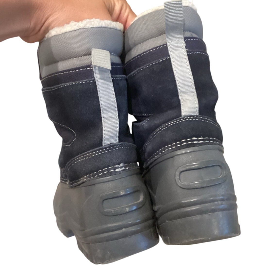 Lands’ End Kids Snow Boats Youth Sz US 3 EU 34 Navy Blue Shearling Lined Winter