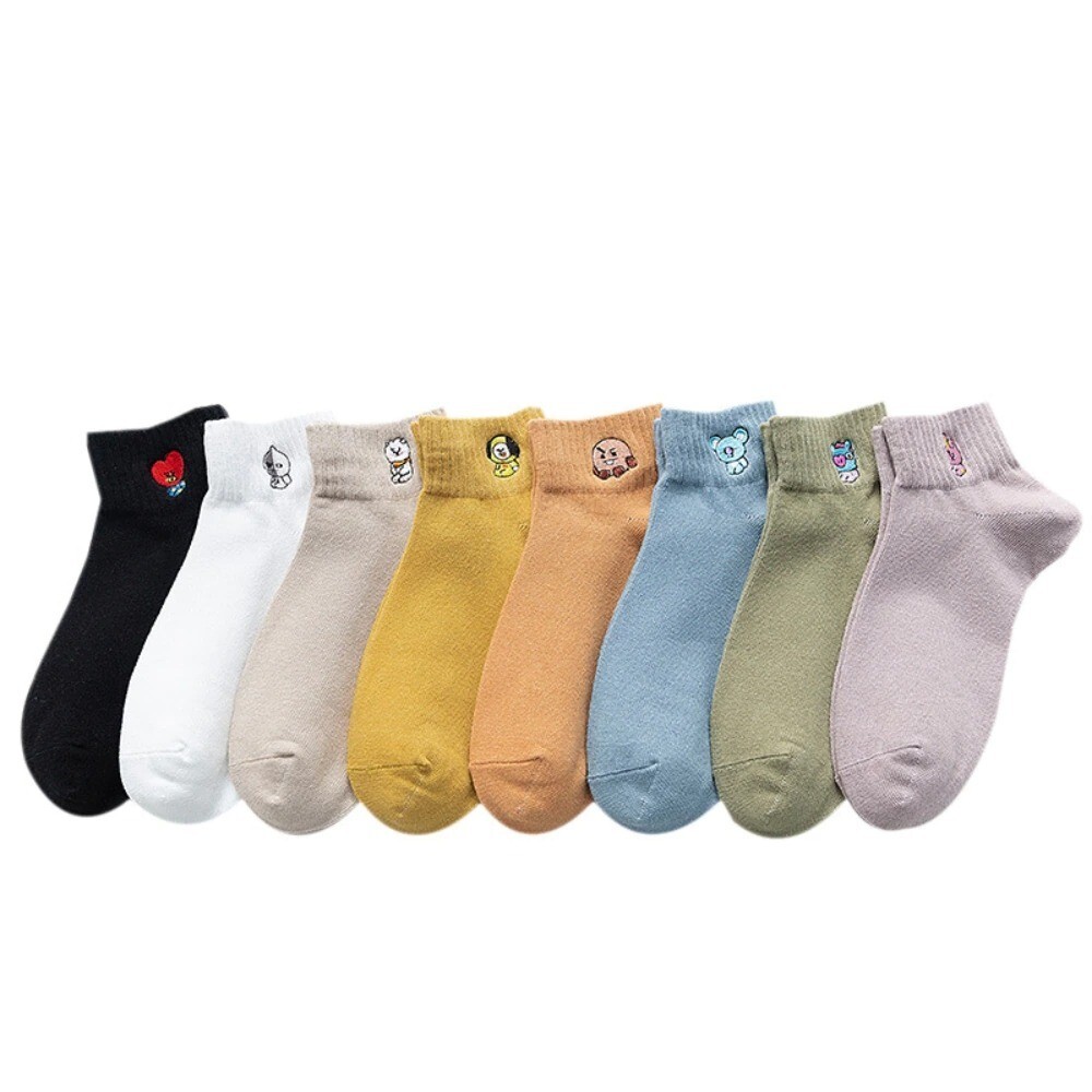 BTS Bangton Boys KPOP Cute Cartoon Cotton Socks Women Girls Army 8 Pair