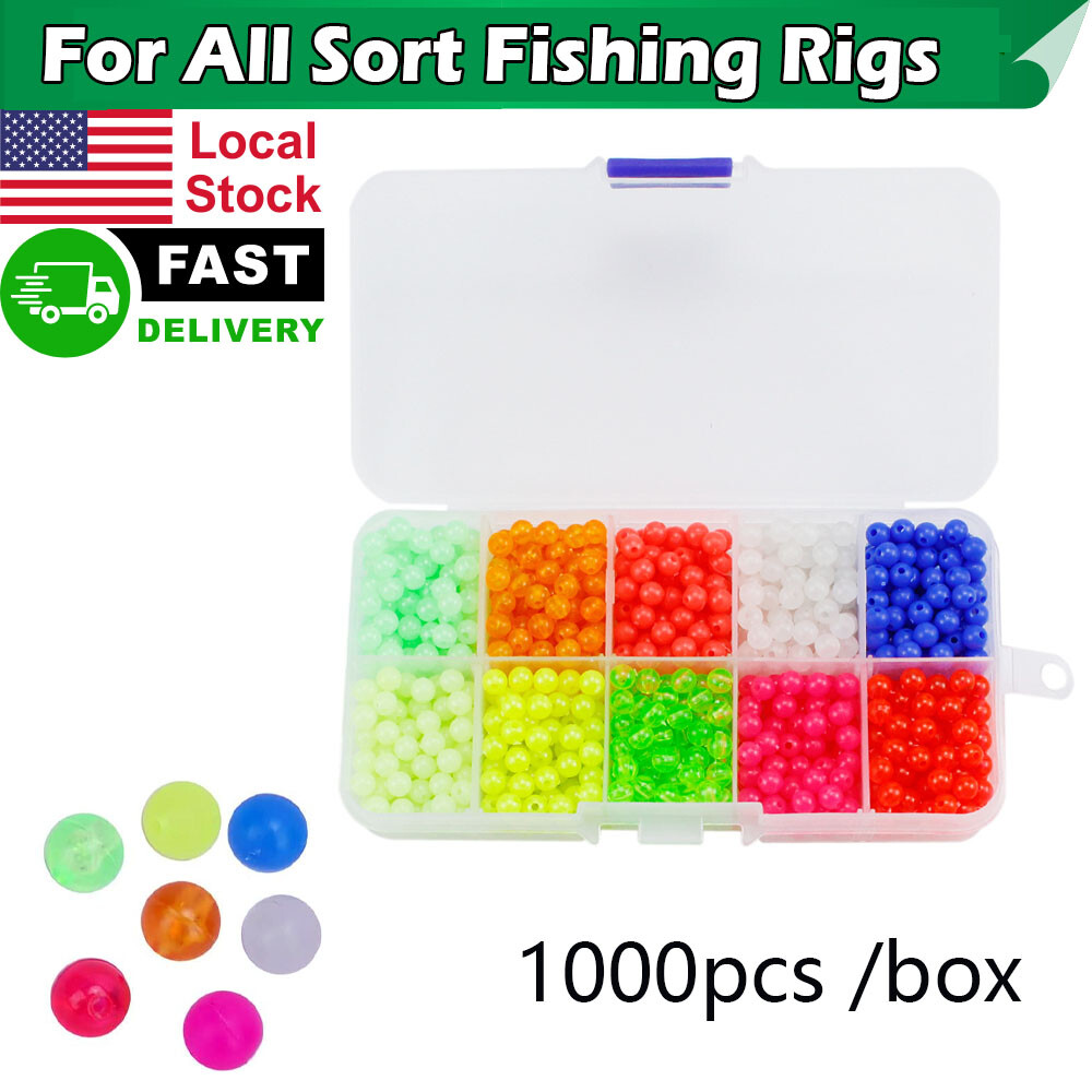 1000Pcs Fishing Beads Luminous Beads PP Fishing Tackle Beads for Night Fishing