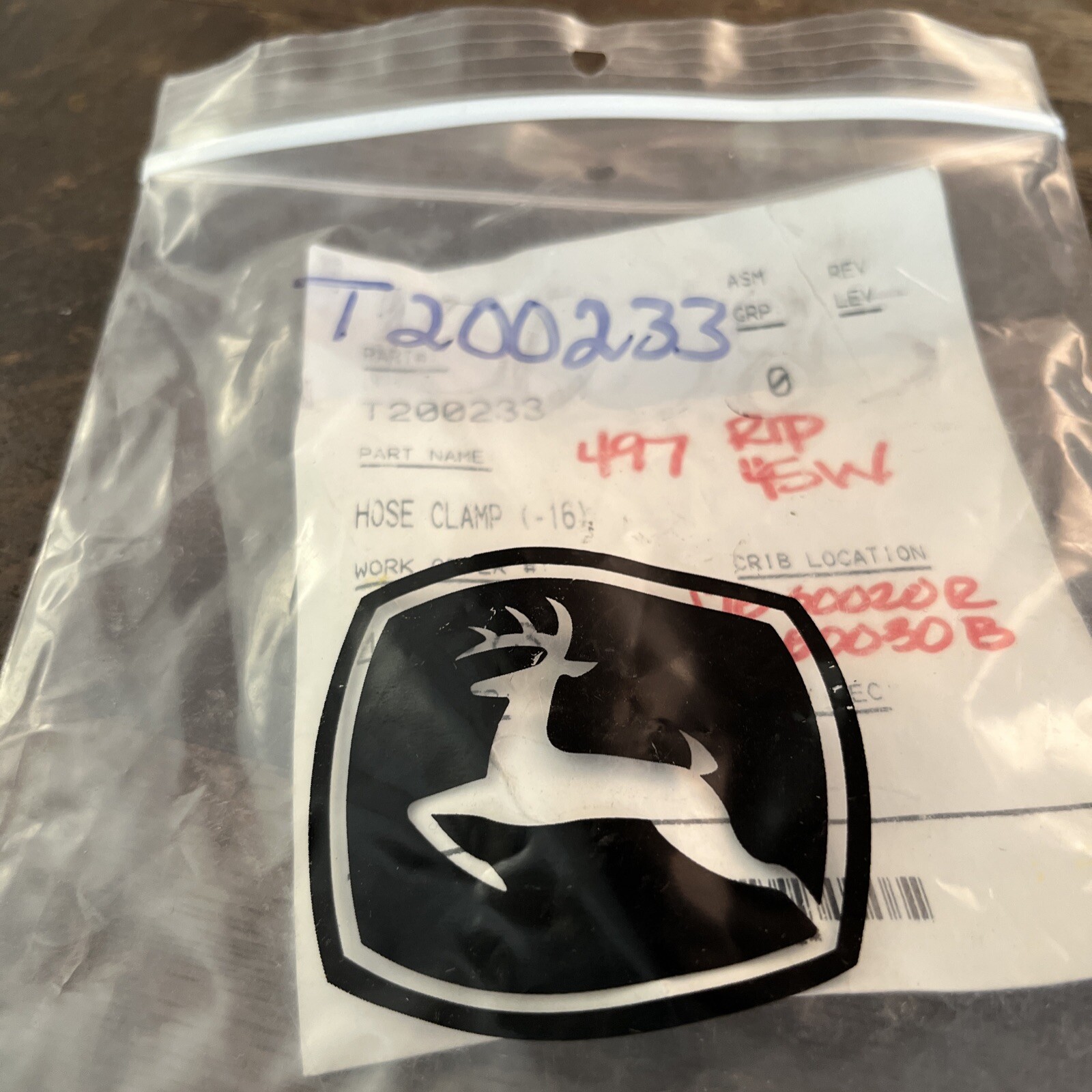 NOS John Deere  OEM HOSE CLAMP  T200233