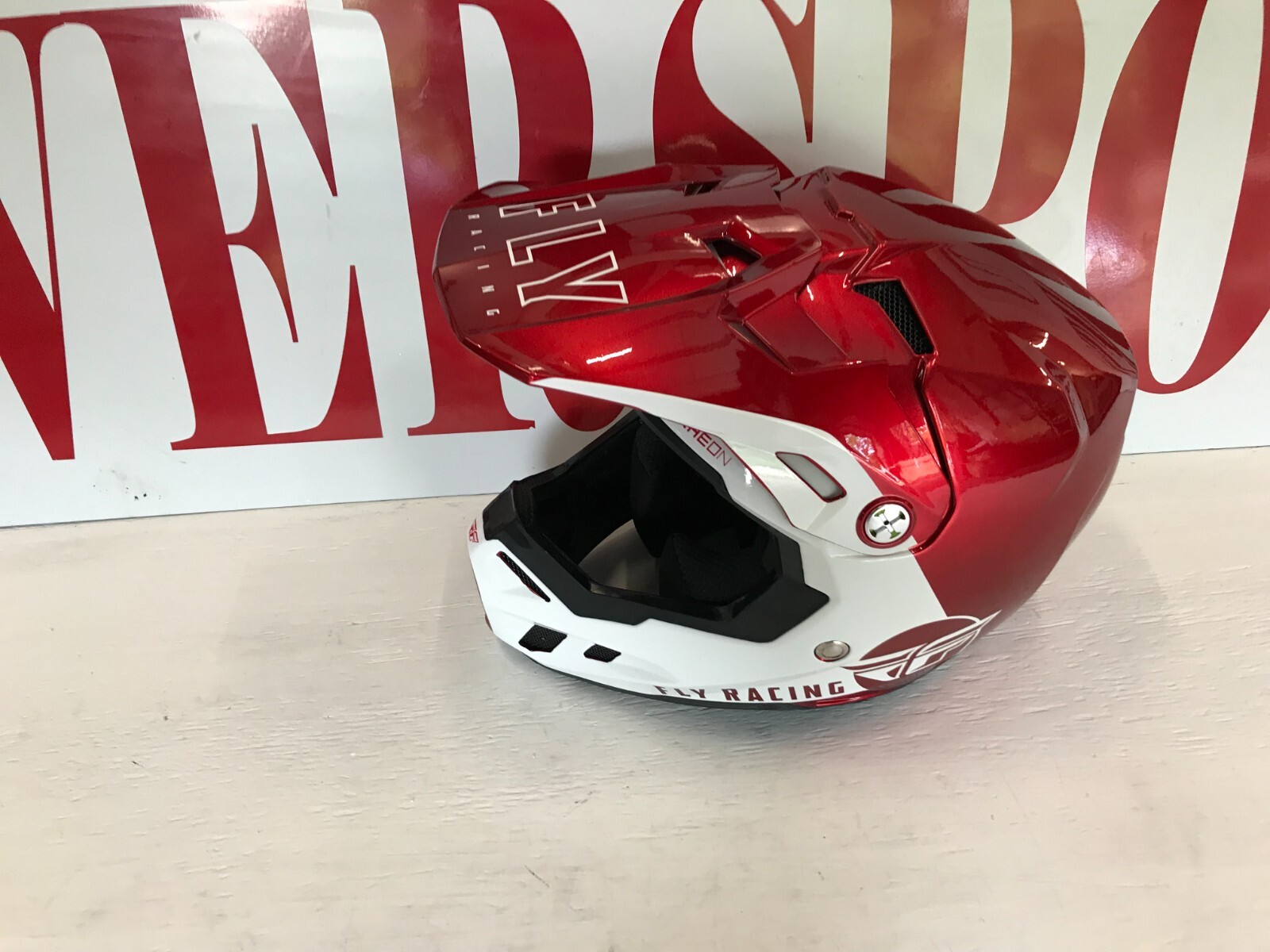 O3M Fly Racing Formula CC Centrum Helmet Metallic Red White YL 73-4323YL