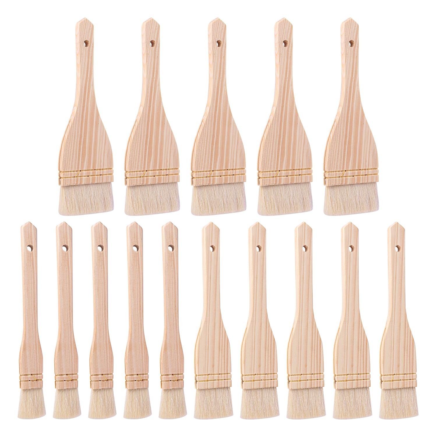 15 PCS 1/2 / 3 Inches Flat Hake Brushes | Hake Brush with Wood Handle, Sheep ...
