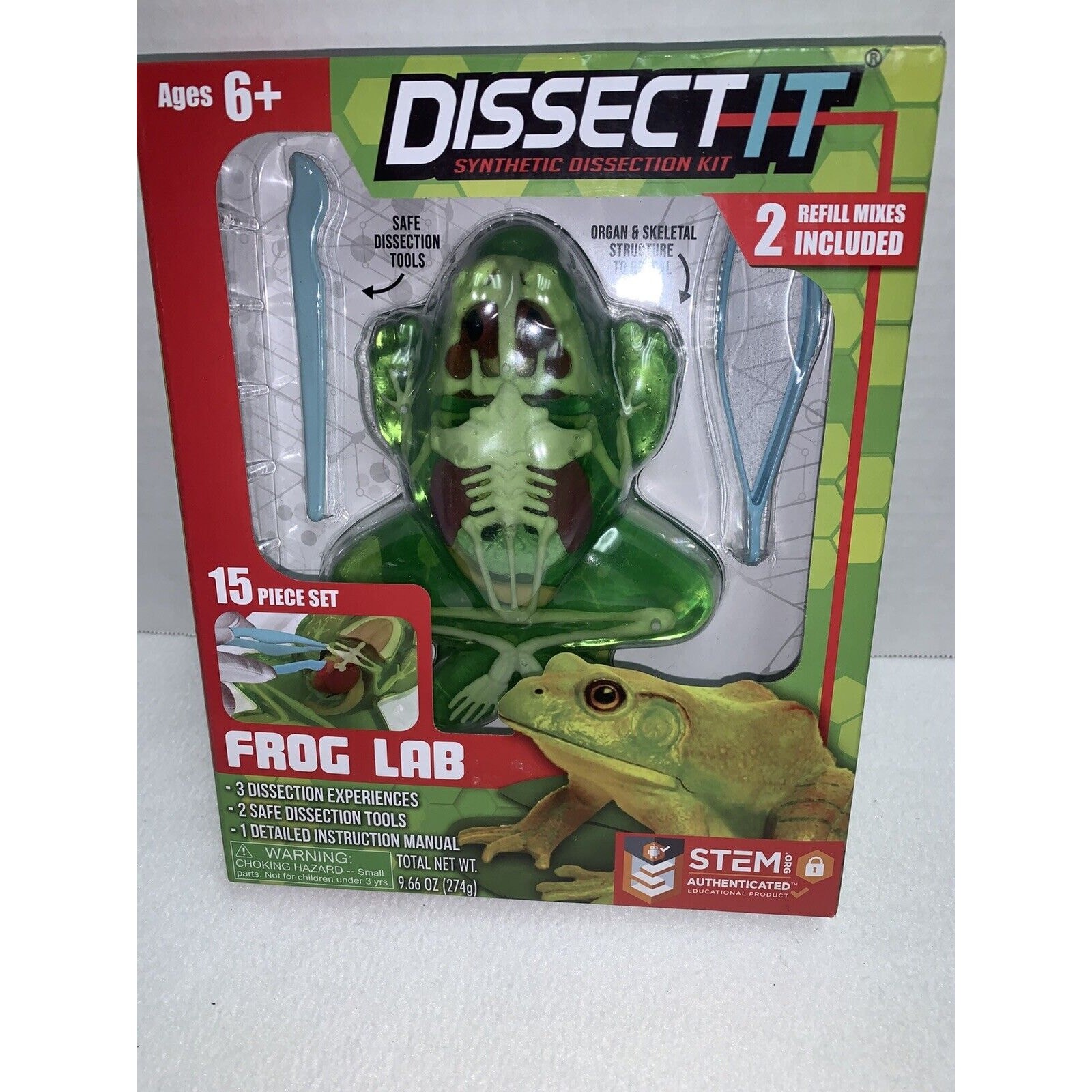 Dissect It Lab Frog STEM Animal Anatomy For Kids Kit Age 6+3 Home School 15 Pcs