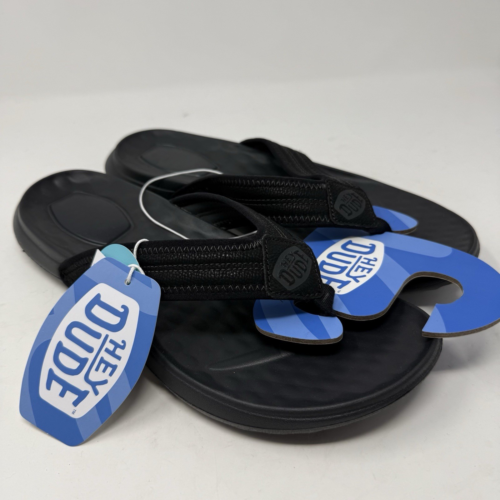 Hey Dude Flip Flop Mens 11 Black Myers Classic Thong Slip On Sandal Comfort