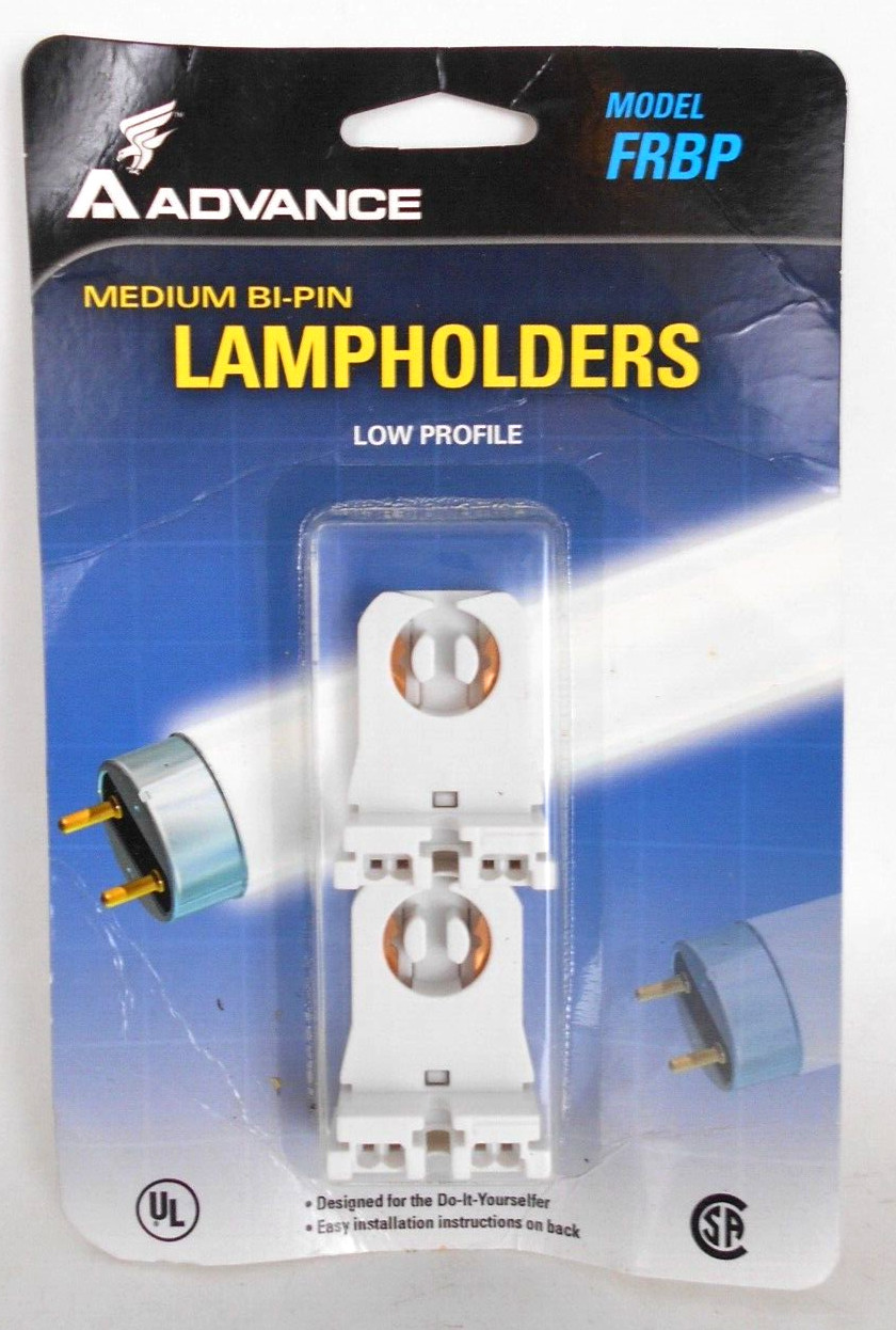 Pack of 2 Advance Medium Bi-pin Lampholders Low Profile Sockets