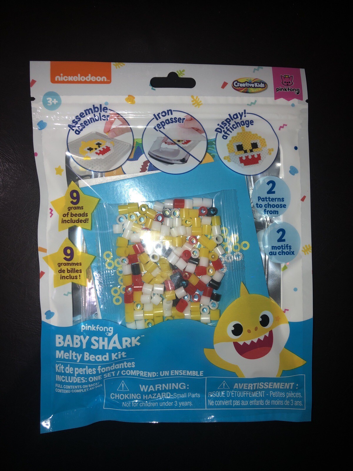 NEW Nickelodeon Baby Shark Melty Bead Kit - 2 Patterns, Peg Board & 150 Beads