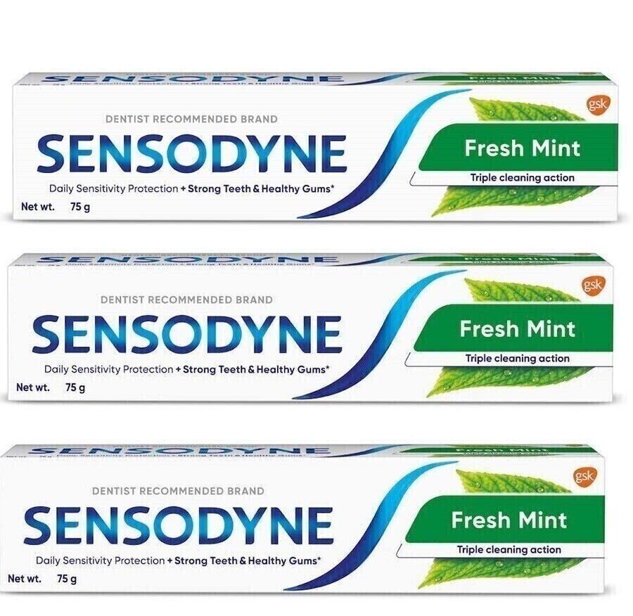 Sensodyne Toothpaste Fresh Mint daily sensitivity protection (3X75G) FREE SHIP