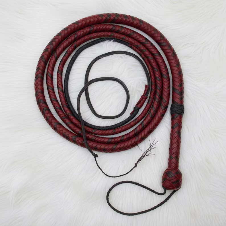Handmade Genuine Leather Bullwhip Western Stock Whip for Cosplay, Ranch