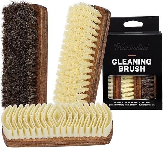 Kit de cepillos para lustrar zapatos de gamuza crepé con cepillos de crin.