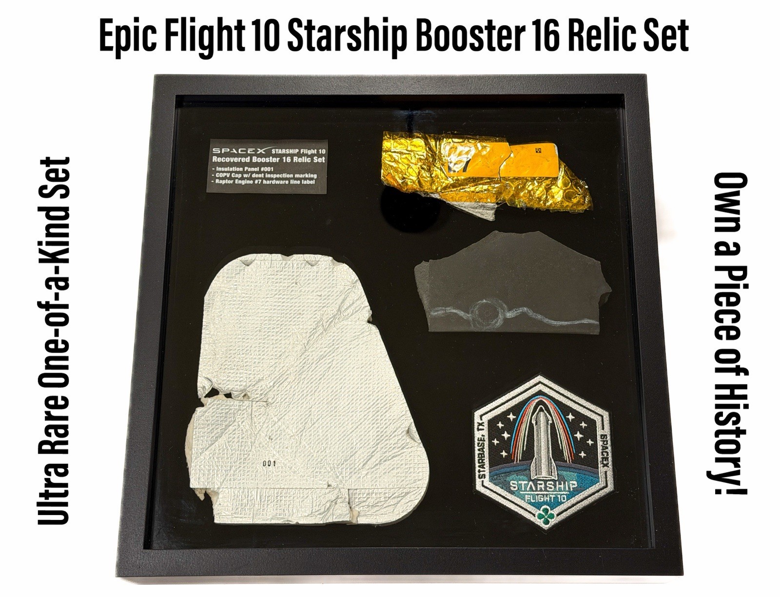 SpaceX Starship Historic Flight 10 Epic Booster 16 Tri Relic Set Display