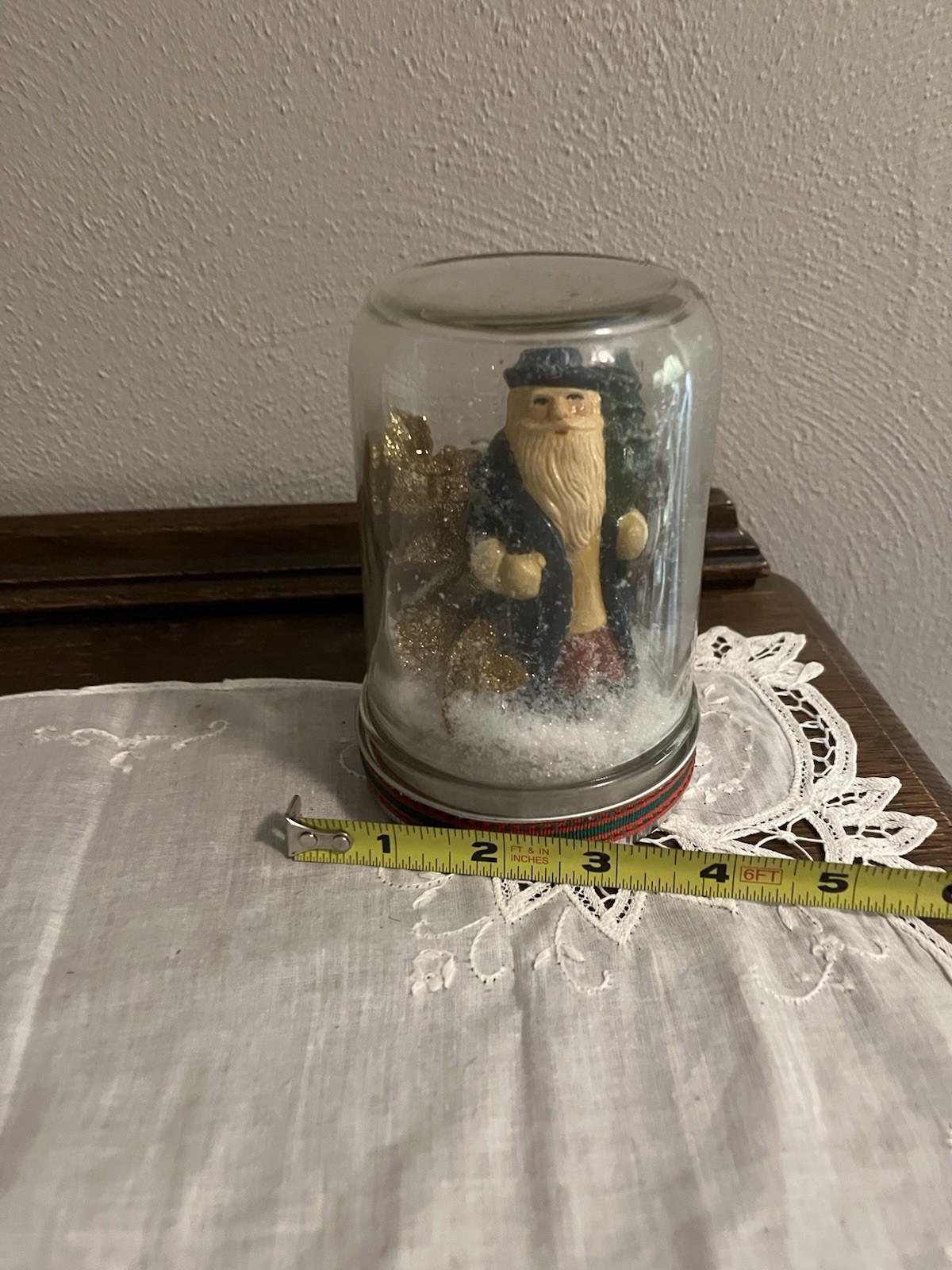 Glass Jar Santa Christmas Scene