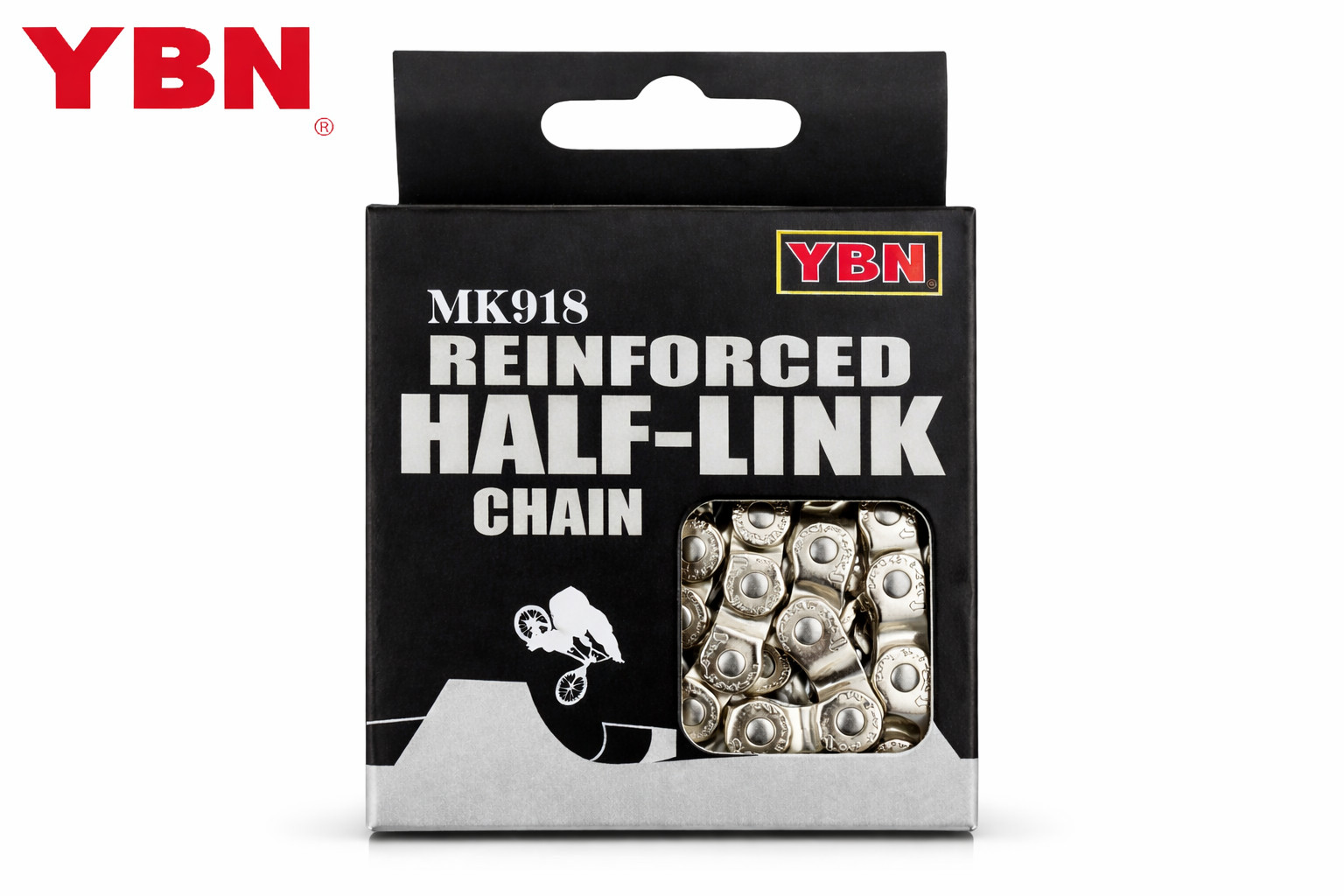 YBN REINFORCED Chain 1/2x1/8x 102-HalfLink 1-Speed Freestyle Bike Cruiser CHROME