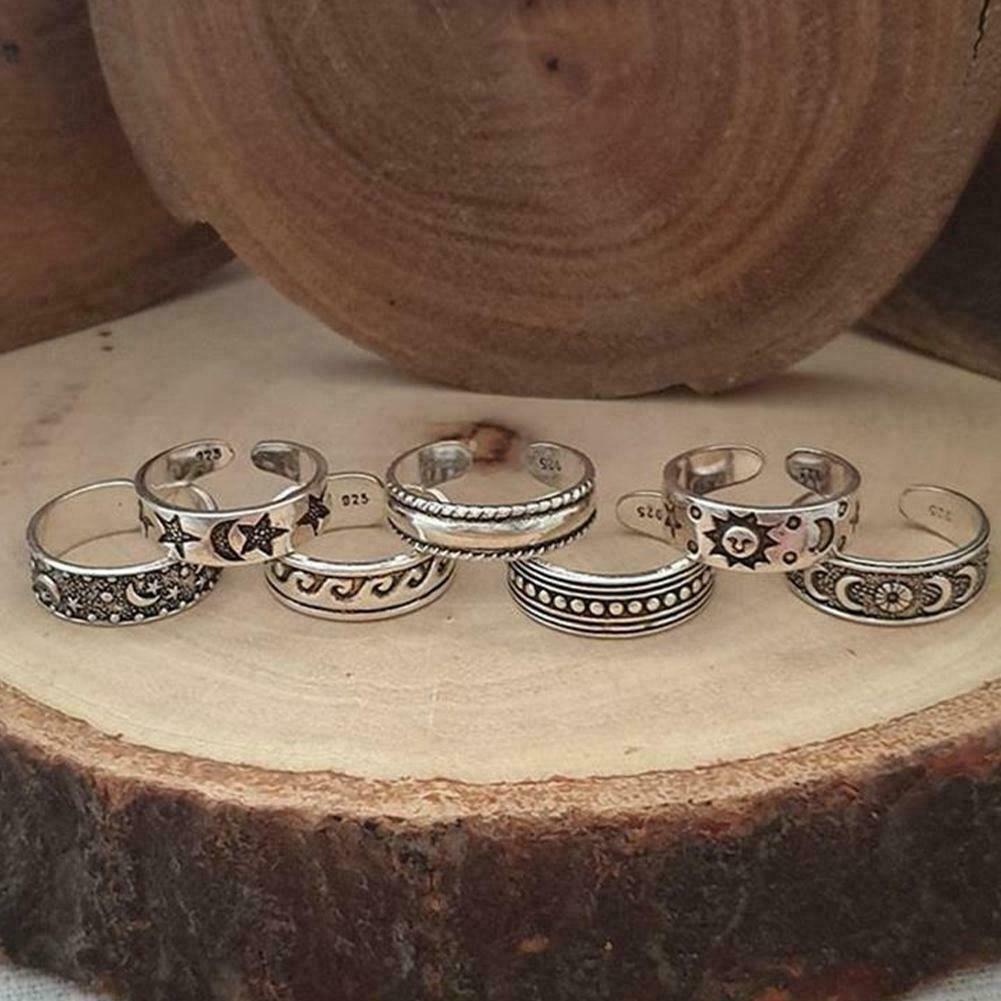 7Pcs Toe Rings Set Adjustable Knuckle Finger Foot Knot Vintage J Prof D4U5  Y2R6