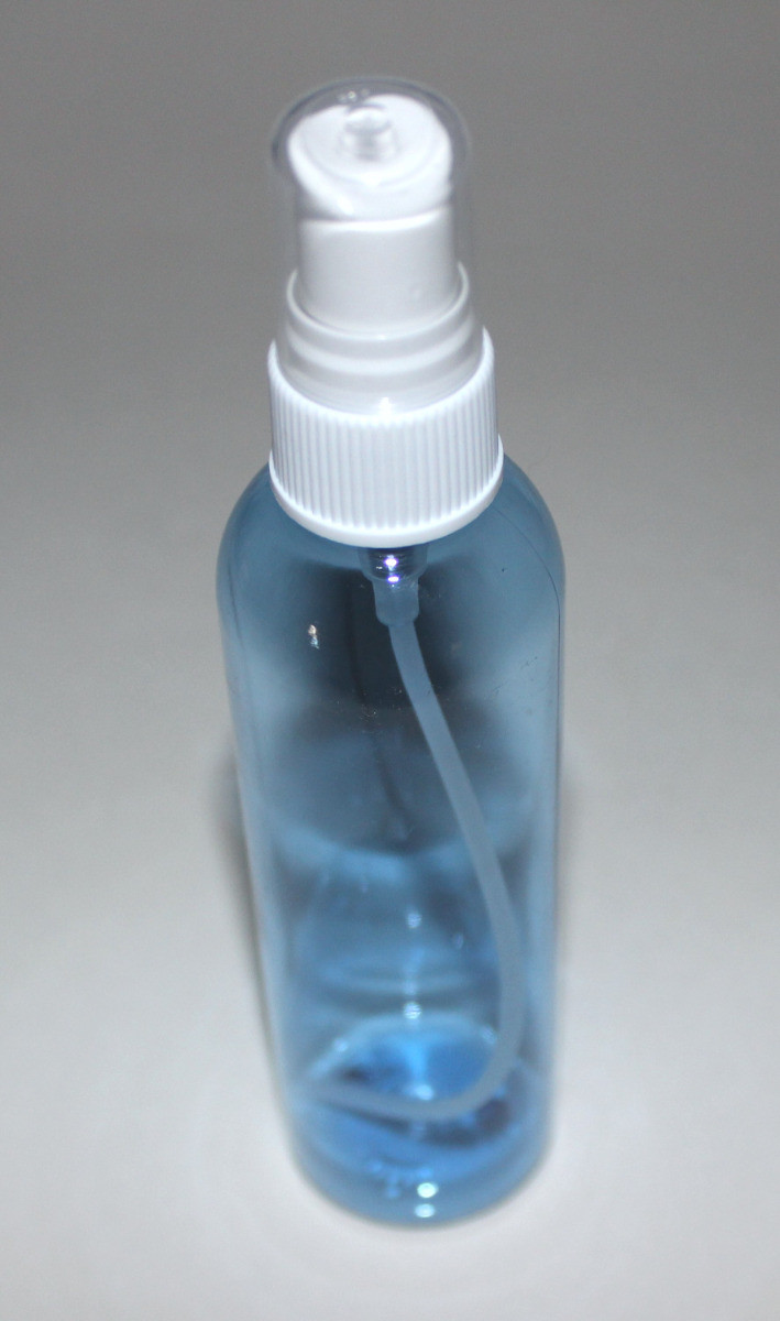 Empty 4 Oz Light Blue PET Plastic BPA FREE Bottle w Sprayer Top