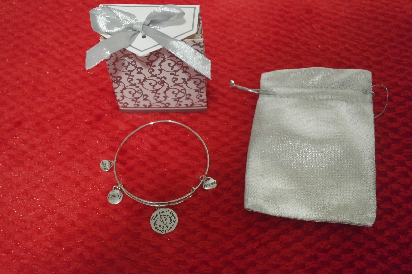 Charm Bangle Bracelet the lord ,Love, Family, Friends, & gift box,silver bag