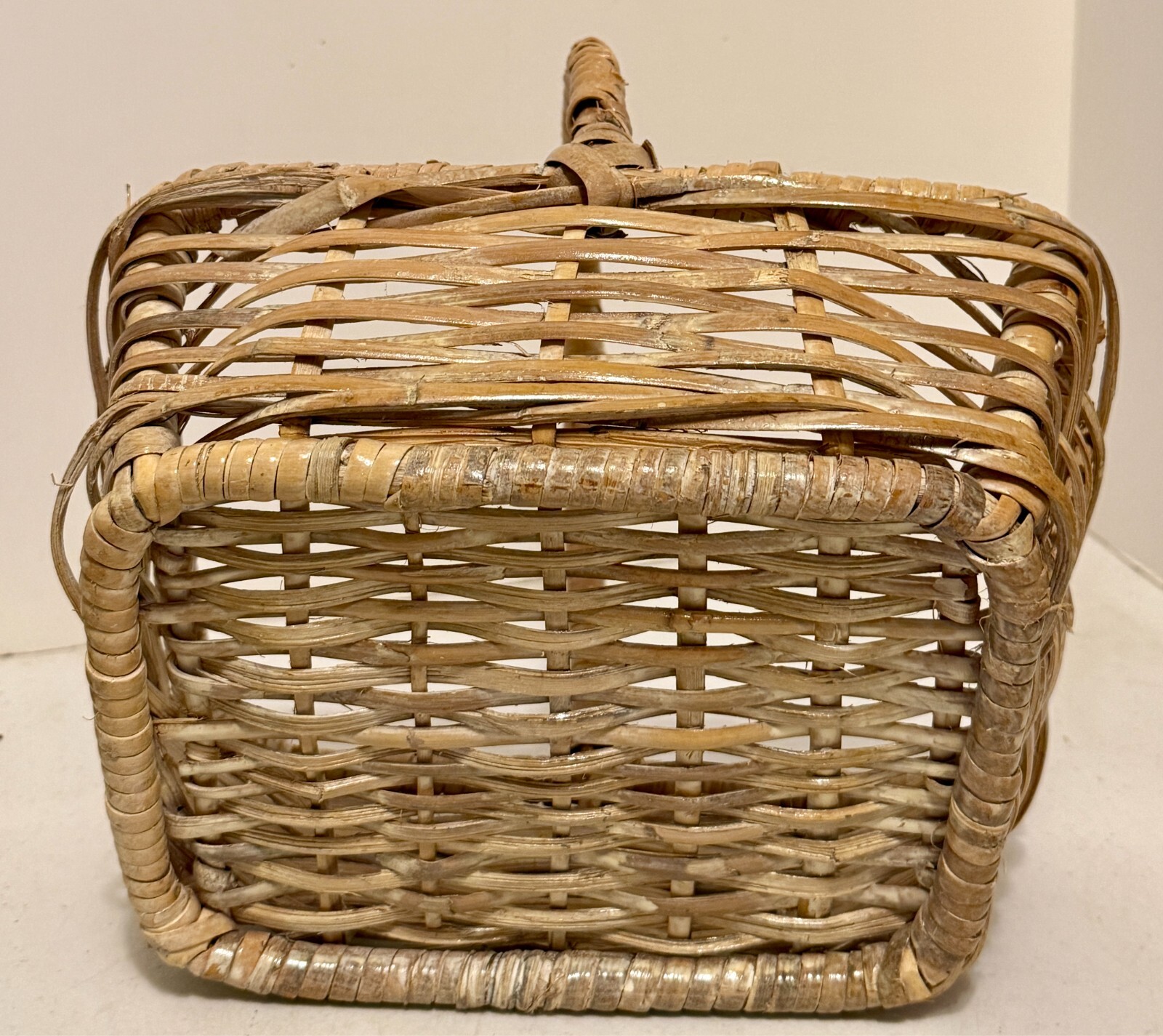 Wicker Woven Storage Basket 12" X 10” X 5” Rectangle 14" Tall with Handle