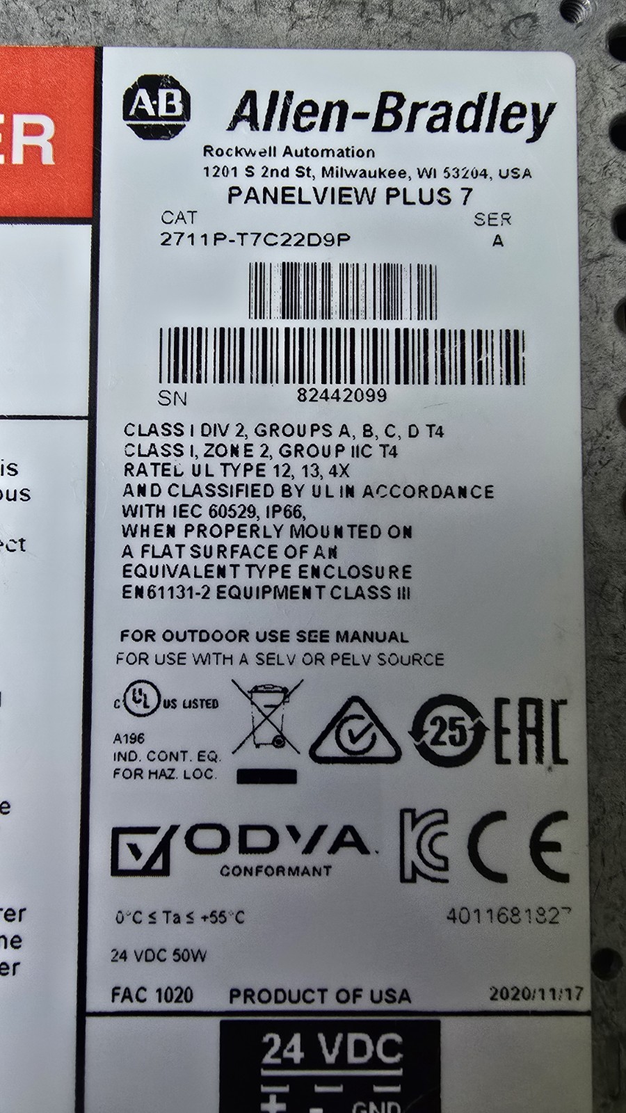 2711P-T7C22D9P Series A PanelView Plus 7 HMI