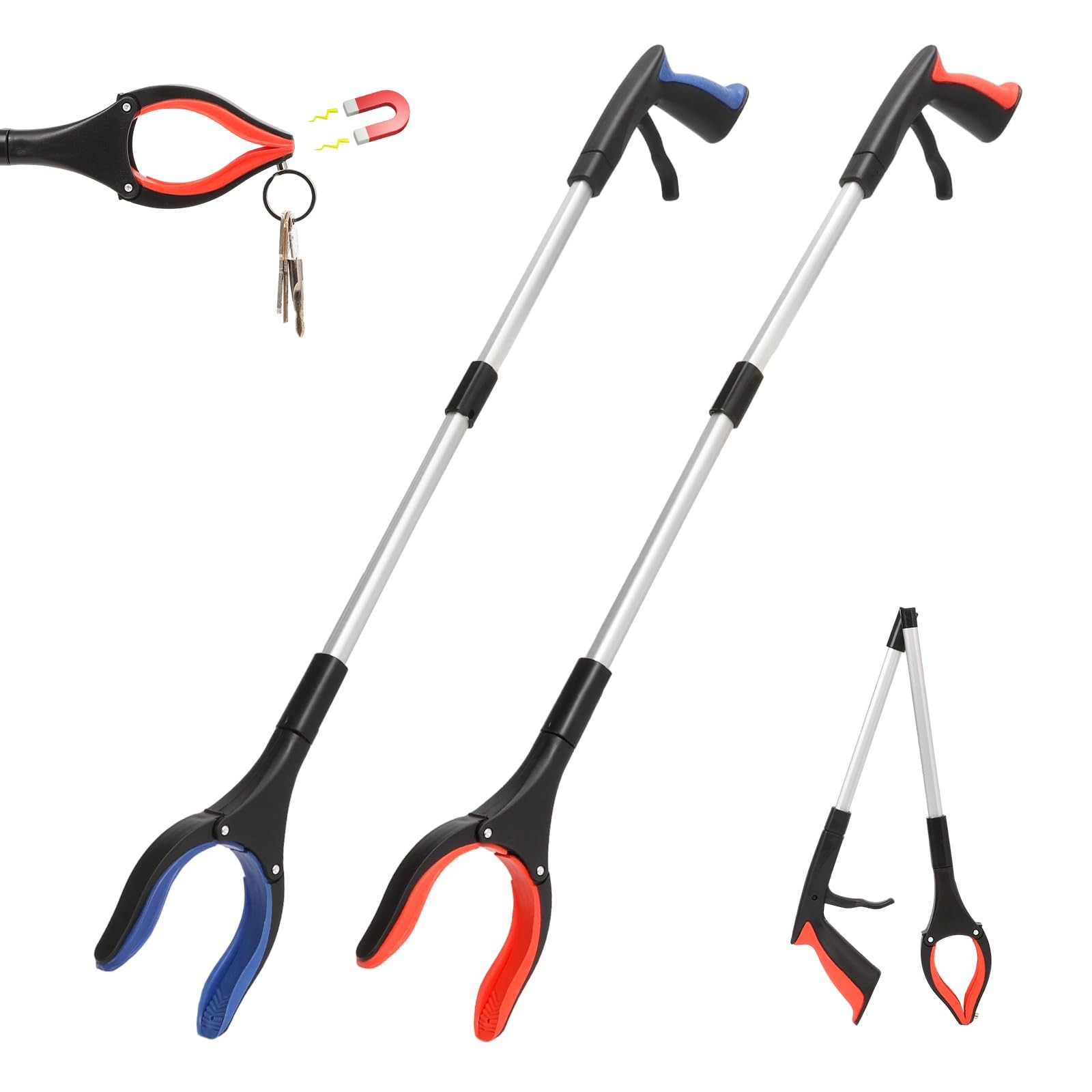 2 Pack Grabber Reacher Tool, 31” Foldable Pickup Tool for Seniors
