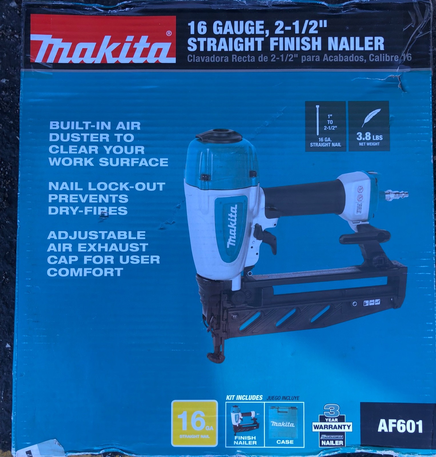Makita 16 Gauge 2-1/2 in Straight Pneumatic Finisz Nailer AF601