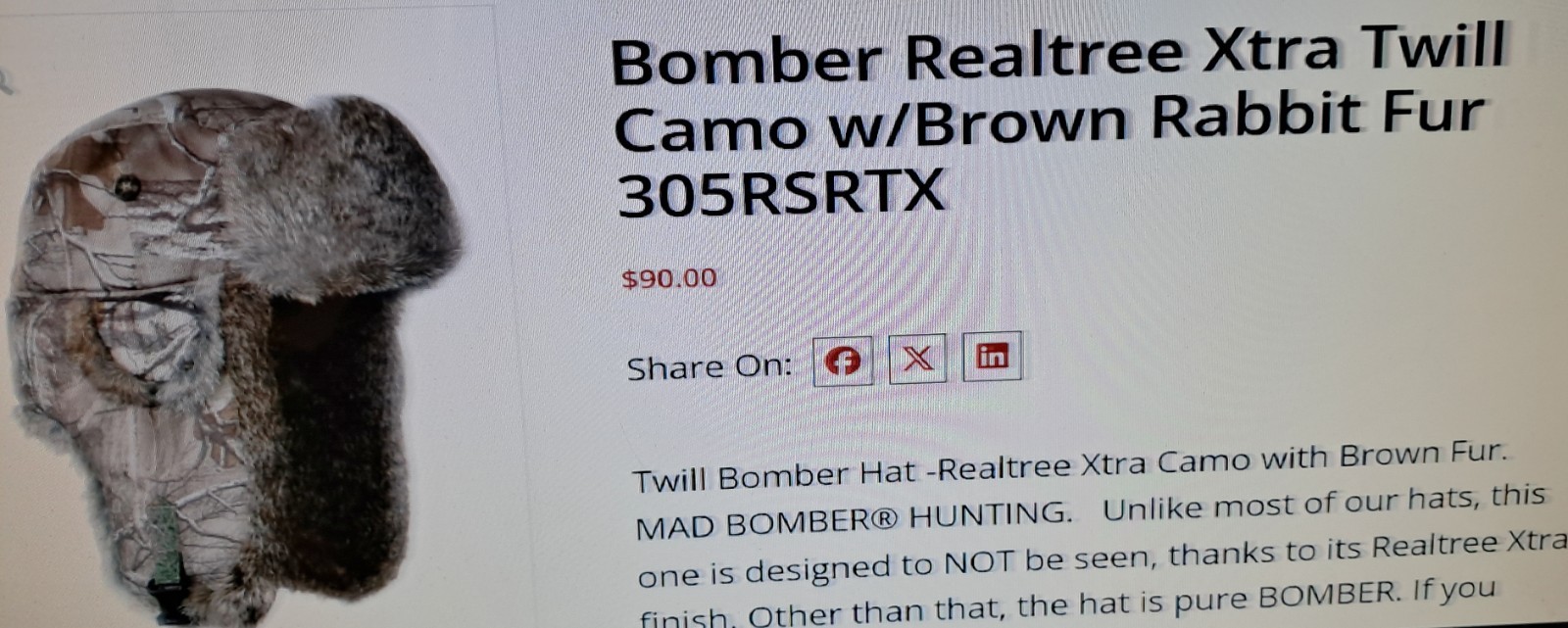 Genuine Mad Bomber Hat 2X Trapper Hat Aviator Hat Camo Hat Realtree Xtra $90