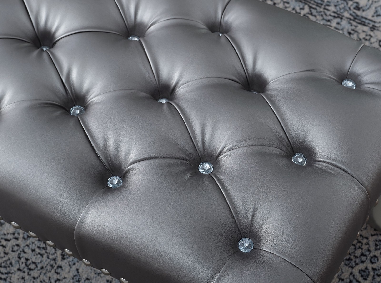 Decor Maxem Tufted FabricUpholstered Bench with Nailhead Trim