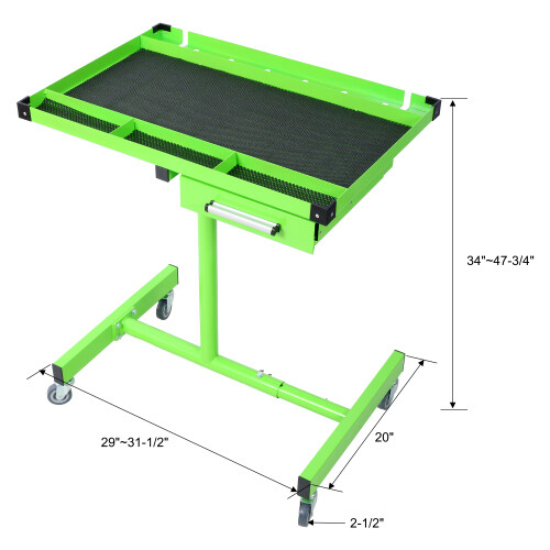 Heavy Duty Adjustable Work Table Bench With Drawer 220 lbs Rolling Tool Cart