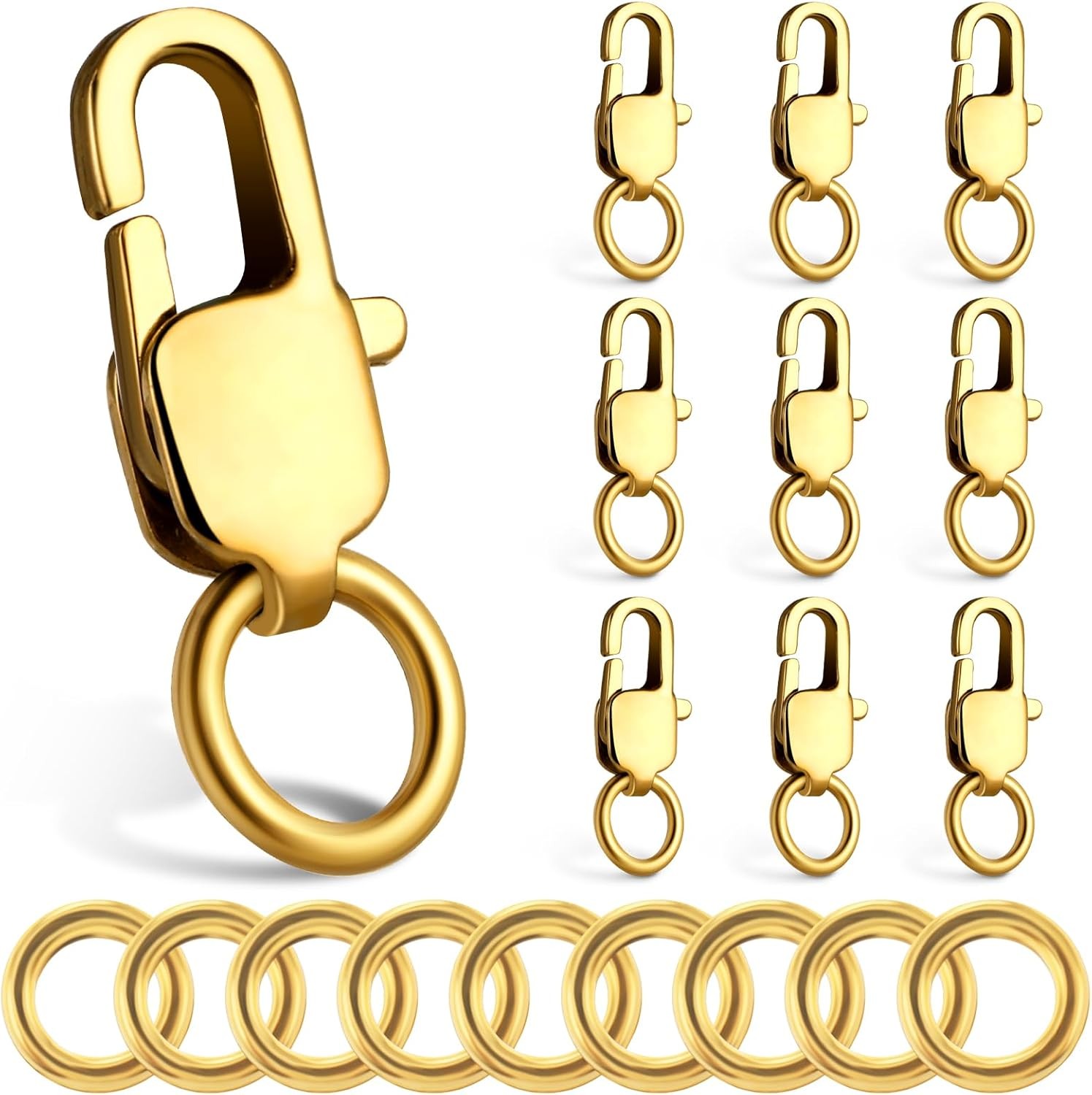 10pcs/Set 14K Solid Yellow Gold Jewelry Lobster Clasp Bead Open Jump