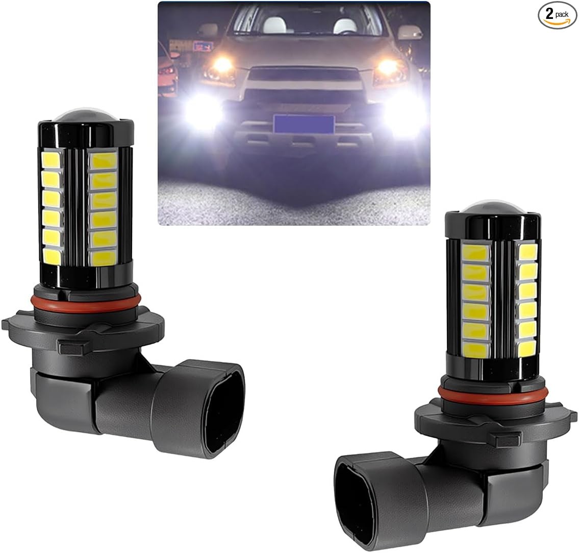2PCS 9006 Car LED Fog Light Bulbs, 12V 5630 33-SMD Anti-Fog Super Bright Lights,
