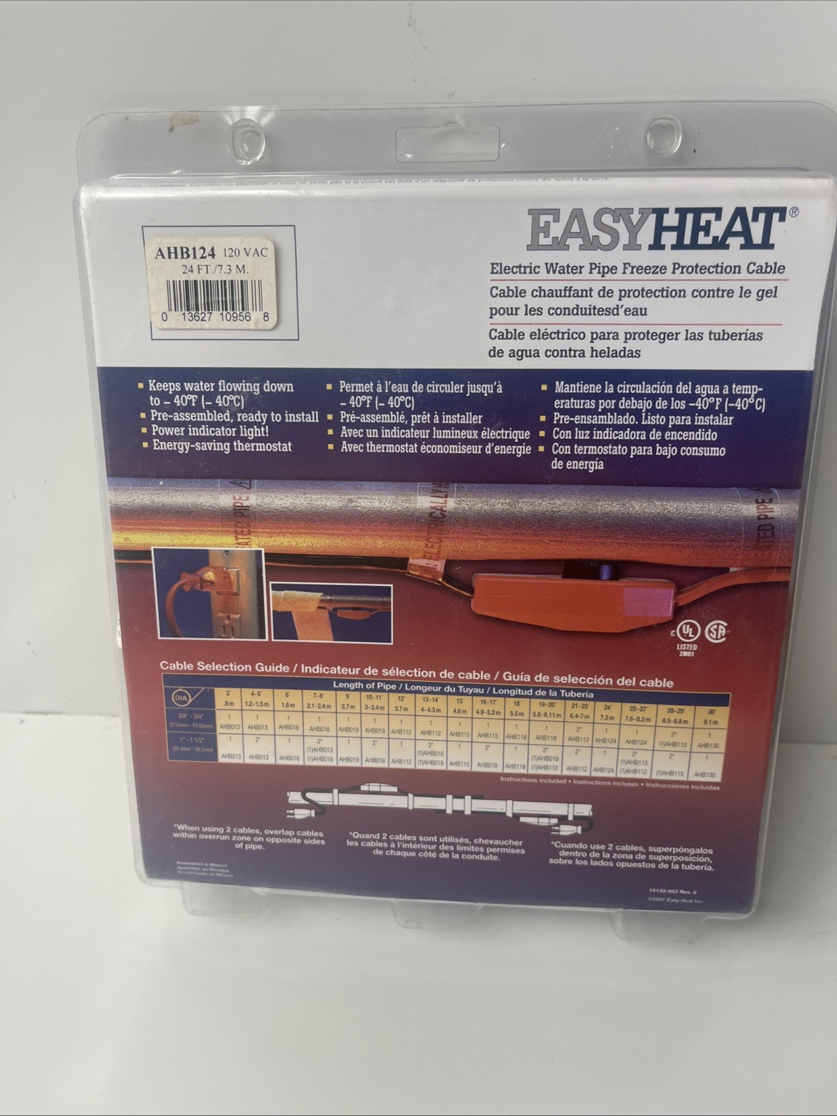EasyHeat 24' Automatic Electric Water Pipe Heating Cable AHB124 120VAC NEWSealed