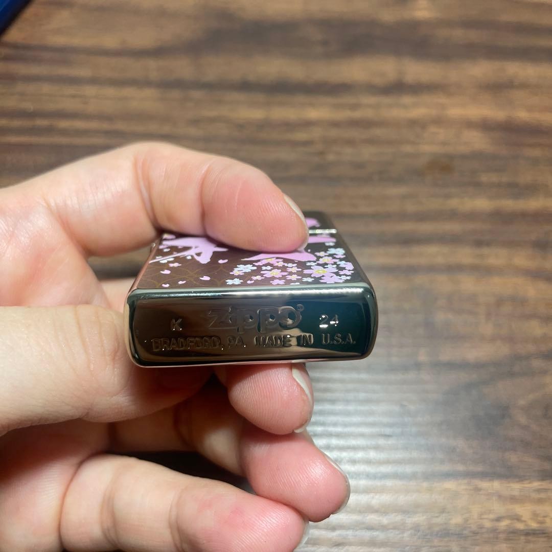 Zippo lighter cherry blossom Japanese pattern black