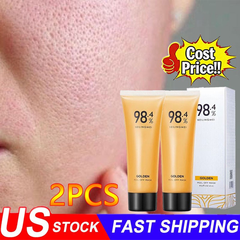 2PCS Gold Foil Peel-Off Mask - 98.4% Beilingmei Gold Face Mask,for wrinkles US