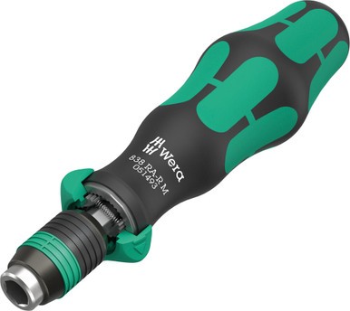 Wera 051493 838 RA-R M Bitholding Screwdvr w/Ratchet Fn, 1/4"x123.5mm