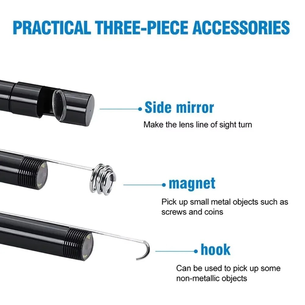 7mm Type-C Endoscope Camera 6 LED Flexible Borescope for Android PC