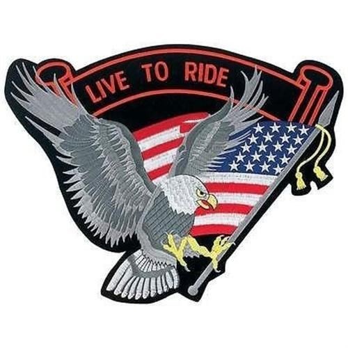 Biker Patch Embroidered LIVE TO RIDE Motorcycle Back Eagle American Flag