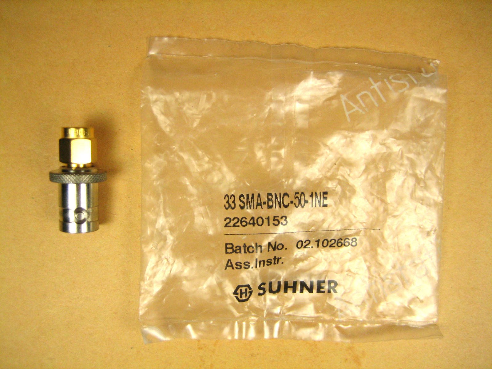 Suhner  33 SMA-BNC-50-1NE  Adapter Jack, Lot of 2