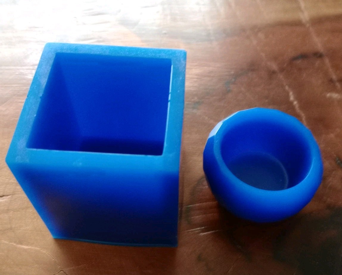 Set Of Two Desk Accessories Pen & Paper Clip Holder Office Homemade Blue Resin