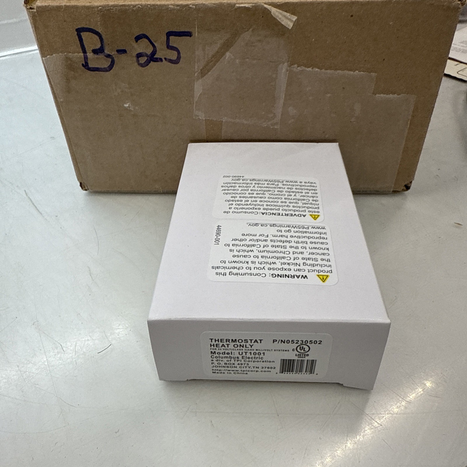UT1001 mv to 24V Heat Only Thermostat Columbus Electric P/N 5230502 TPI Corp