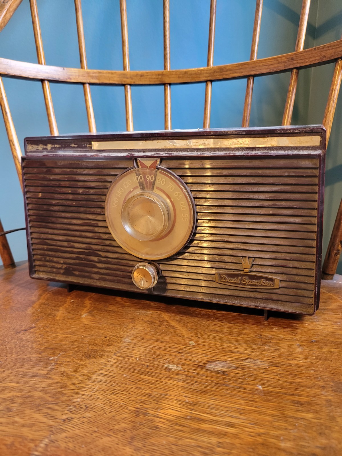 Vintage GE Dual Speaker Brown Radio