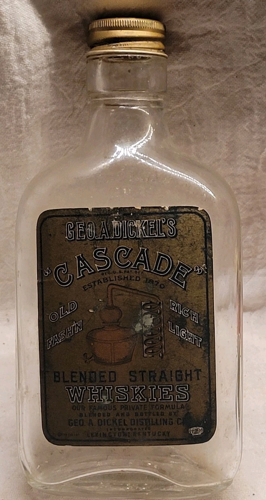 Geo. A. Dickel Cascade Distillery Whisky Mellow As Moonlight Original Label Emb.