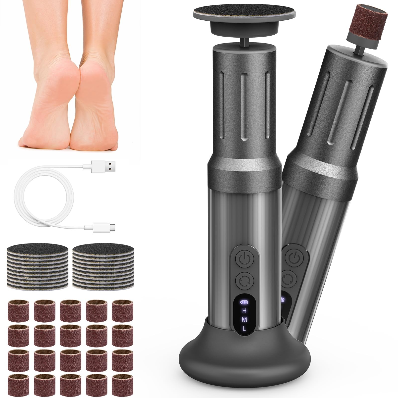 Electric Foot Callus Remover Cordless 1 Count (Pack of 1), Black