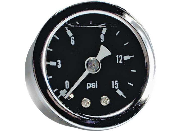 Big End Performance Liquid Filled Black Pressure Gauge 015Psi
