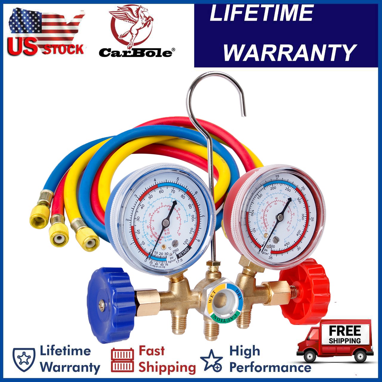Air Conditioning Manifold Gauges Set A/C HVAC Service Diagnostic Service Kit NEW