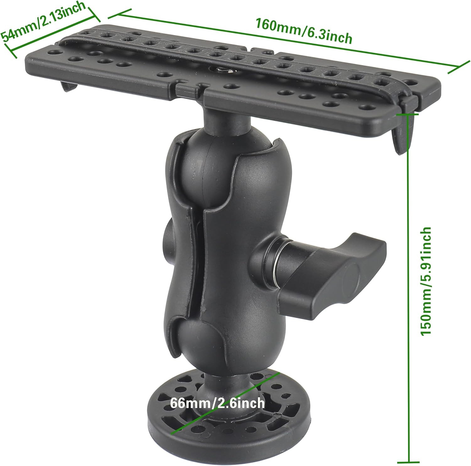 Fish Finder Mount Base, Universal 360° Rotation Ball-Mount Fish Finder Bracket,