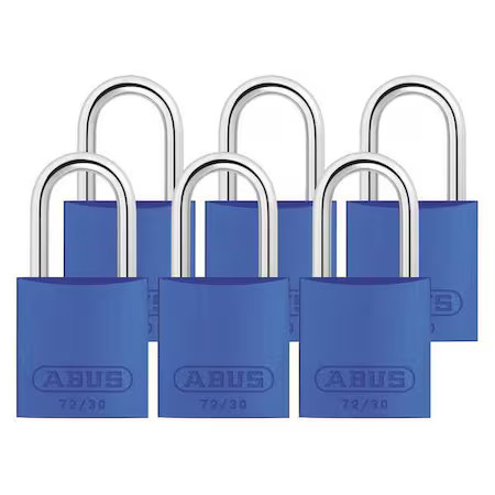 Abus 72/30 Ka X 6 Lockout Padlock, Keyed Alike, Aluminum, Blue, 1 In Shackle