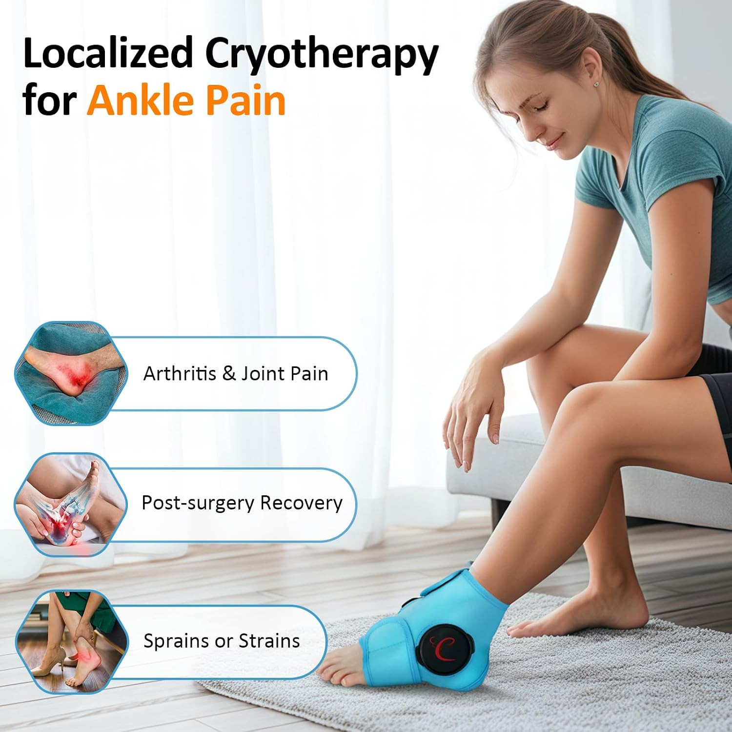 Ankle Ice Pack Wrap, Refillable Wearable Ice Bags for Injuries Reusable, 1H L...