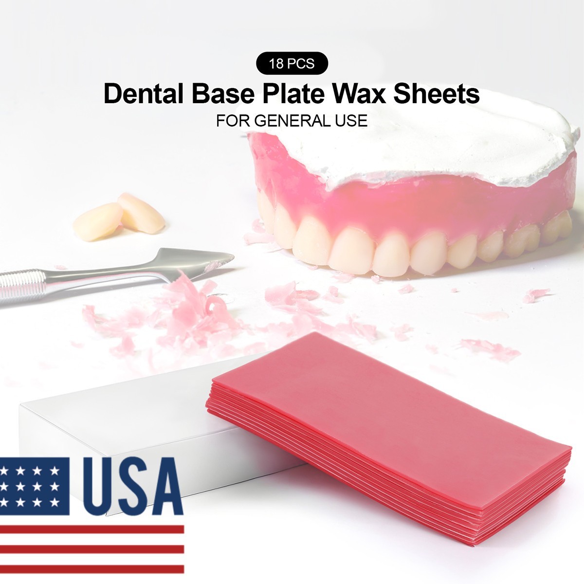 18 Sheets Dental Base Plate Wax Red Modeling Wax 1.3mm Utility Instruments