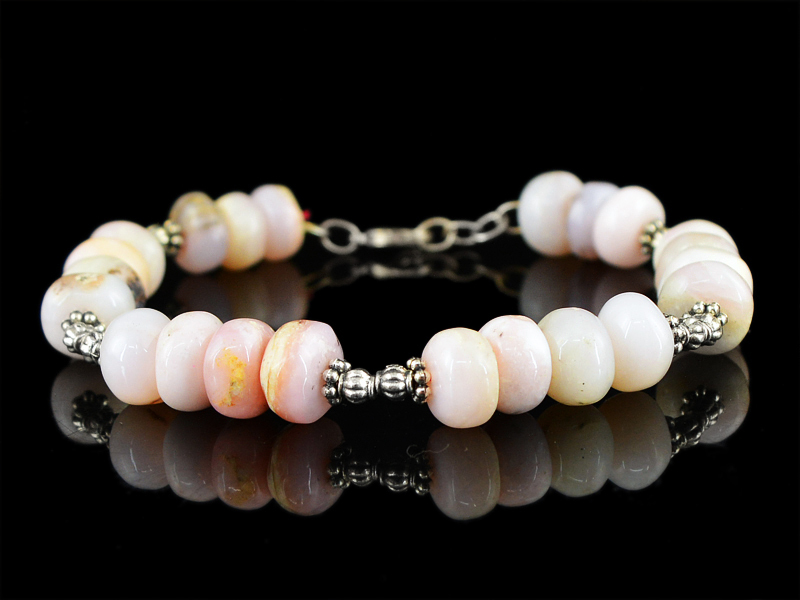 135.00 CTS NATURAL UNTREATED PINK AUSTRALIAN OPAL ROUND SHAPE BEADS BRACELET