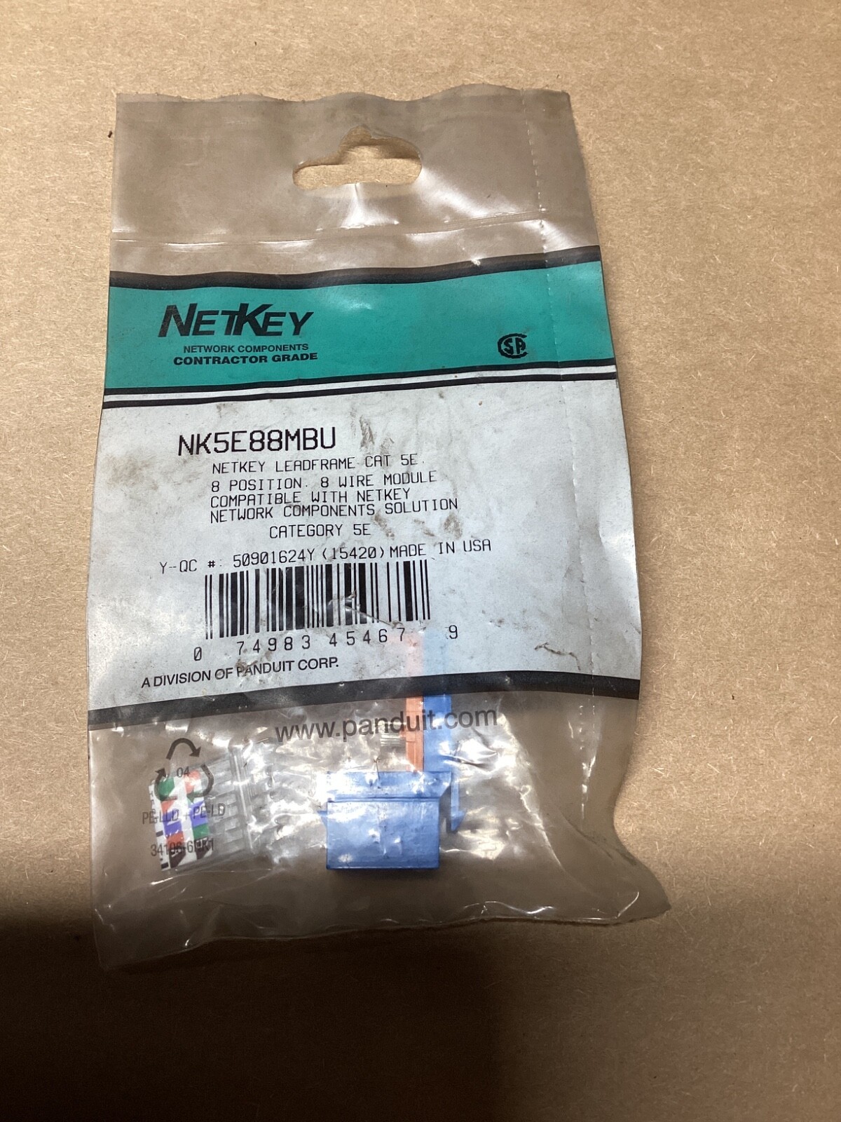 PANDUIT NETKEY NK5E88MBU 8 POSITION 8 WIRE MODULE #110G130*CO