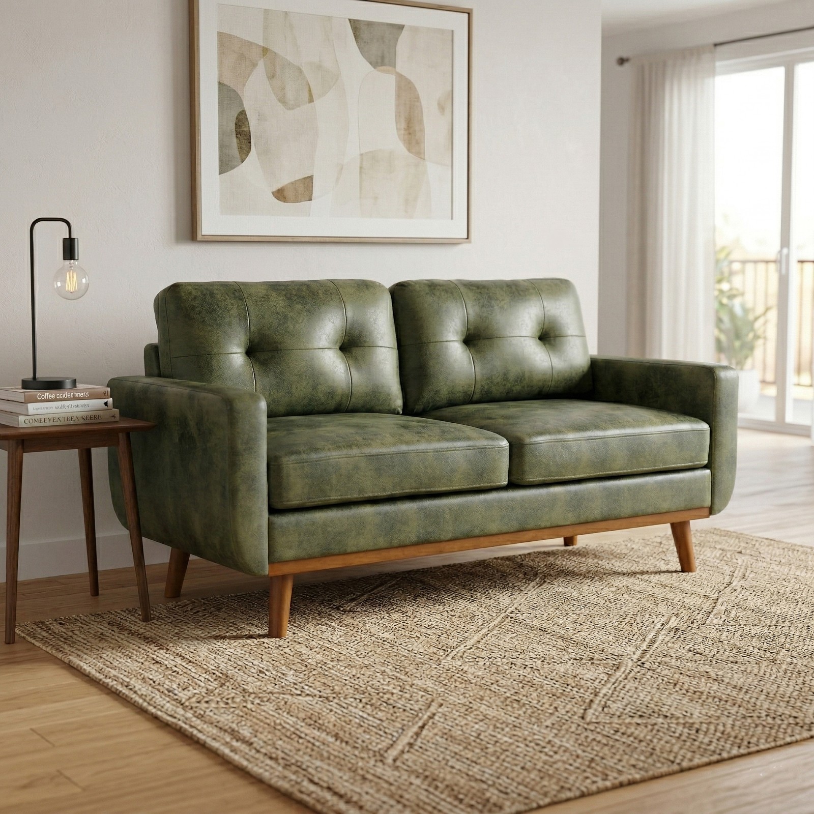 65-inch Modern Minimalist Two-Seater Sofa, featuring breathable polyester fabric