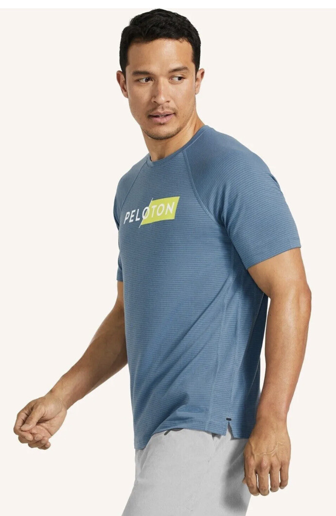 NWT! Peloton Lite Lines Short Sleeve T-Shirt Men’s Medium PS121 Blue Stripe